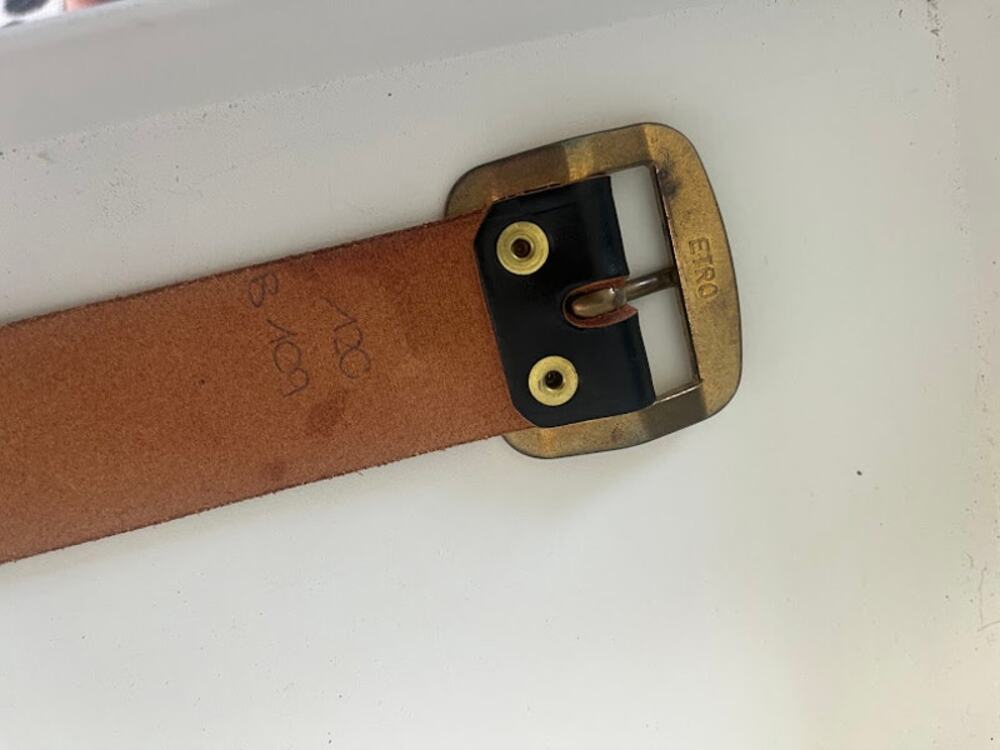 Vintage ETRO Appenzeller Belt Cow Swiss Folk Studded Leather Size 40